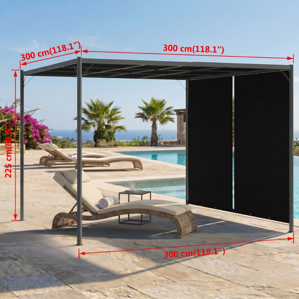 Pergola de Jardin 3x3 m Toit Rétractable Anthracite — Auvent Coulissant - photo 5