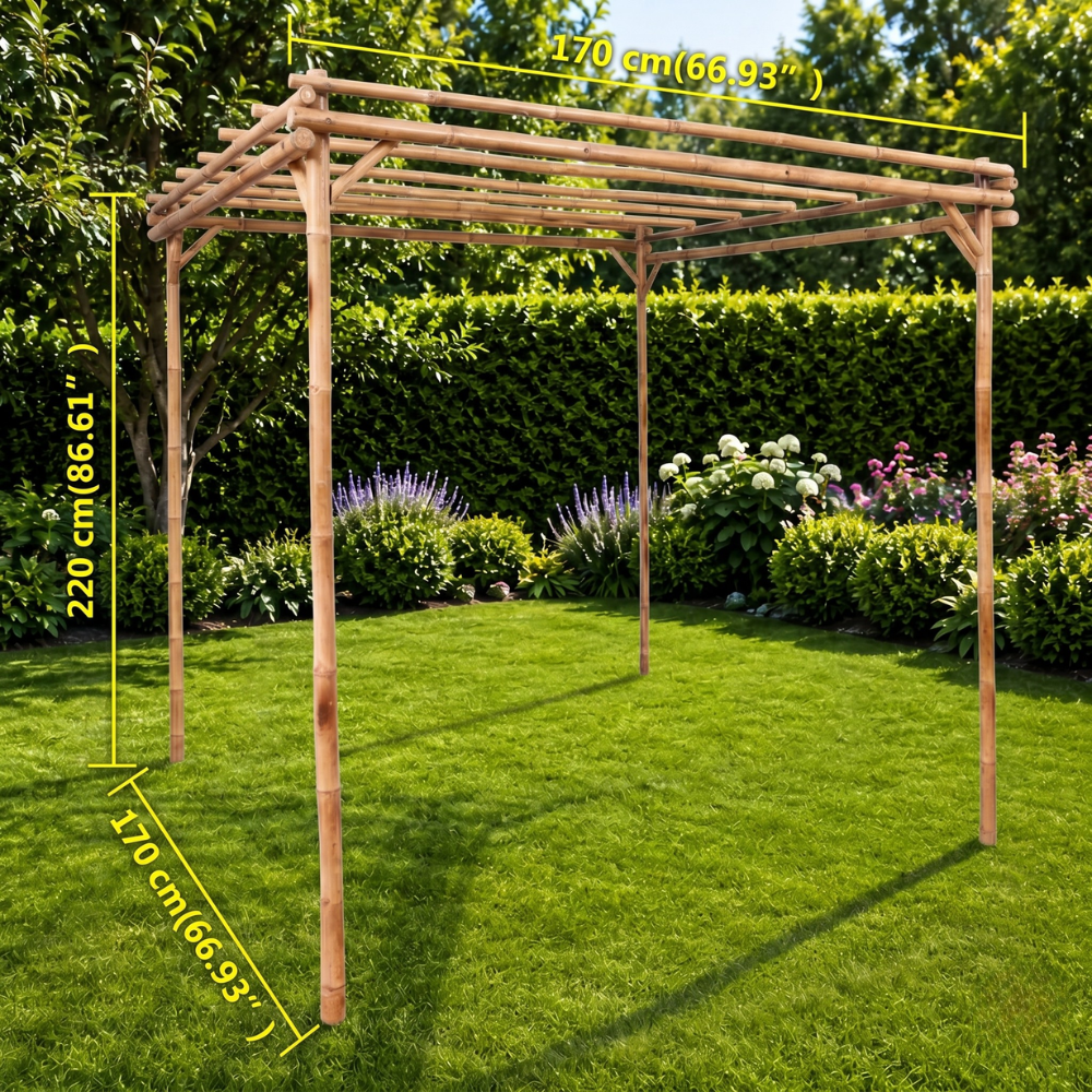 Pergola Bambou Naturel 170 x 170 cm — Support Plantes Grimpantes - photo 3