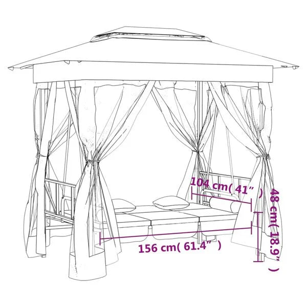 Balancelle de Jardin Convertible Acier — Banc & Lit avec Pergola - photo 9