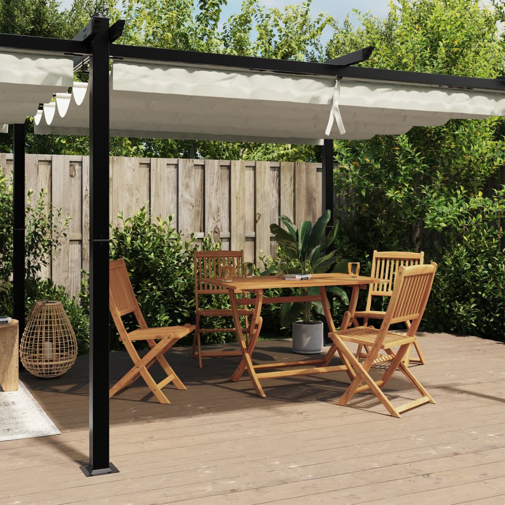 Tonnelle jardin aluminium creme 3x6m toit retractable