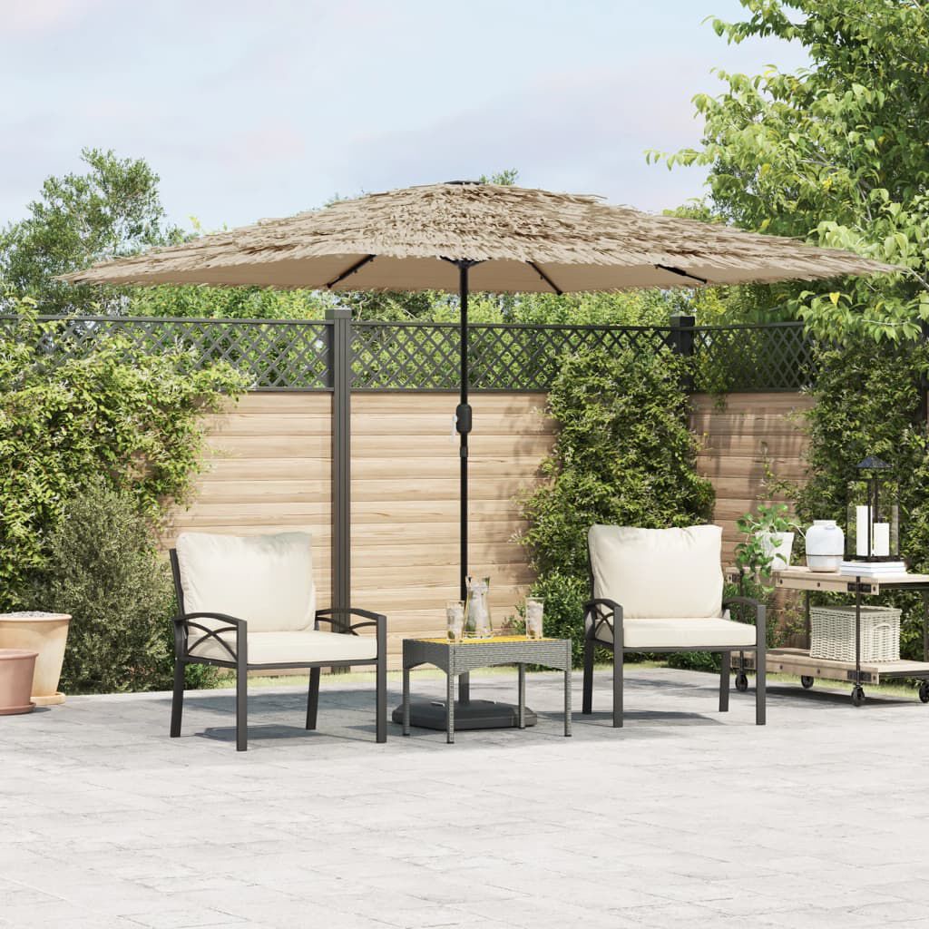 Parasol de Jardin LED Toit Paille Marron 290 cm — vue principale