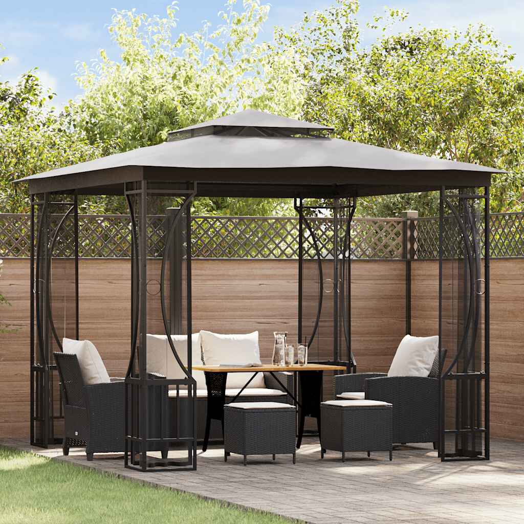 Tonnelle avec moustiquaire acier anthracite