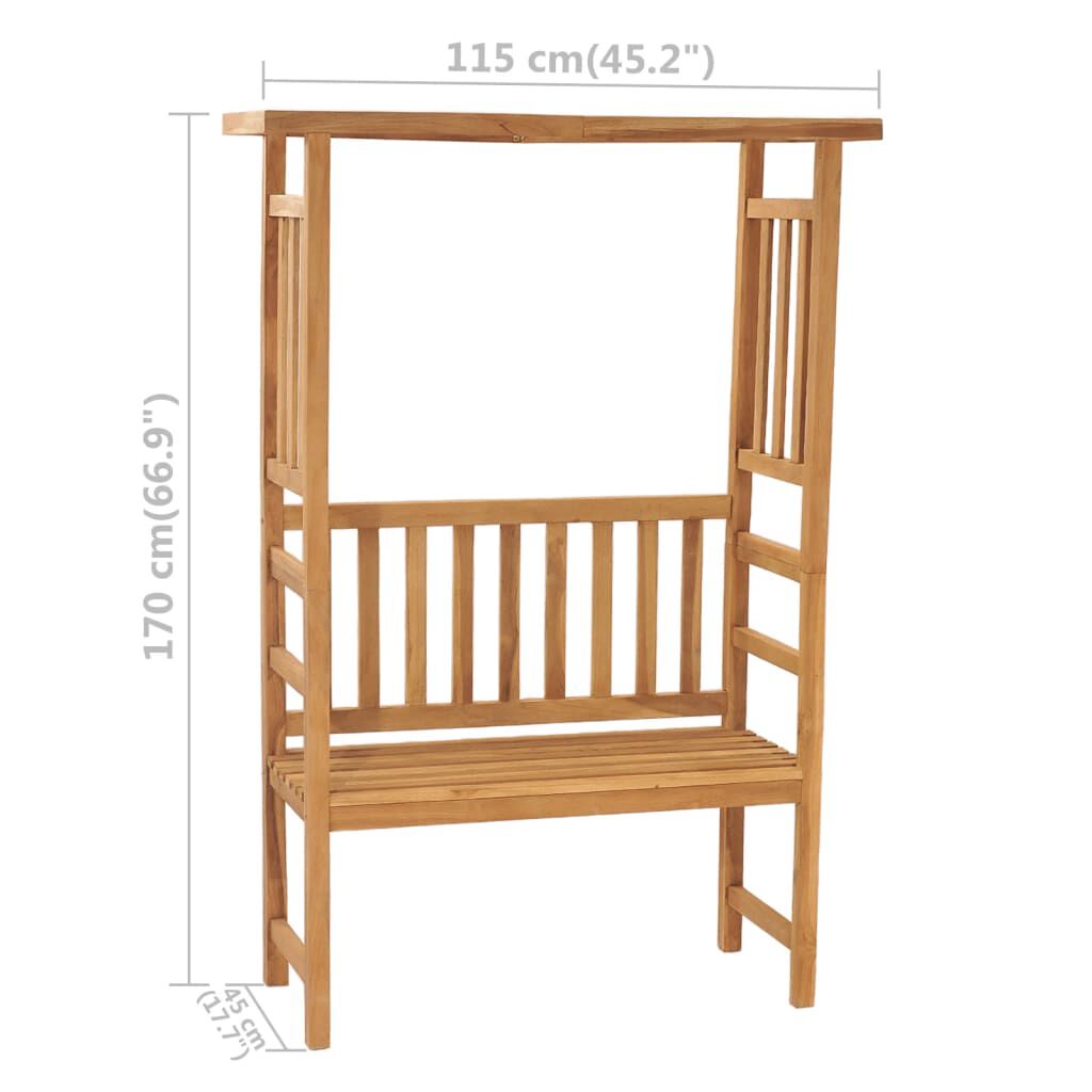 Banc de jardin teck massif avec pergola - support rosiers