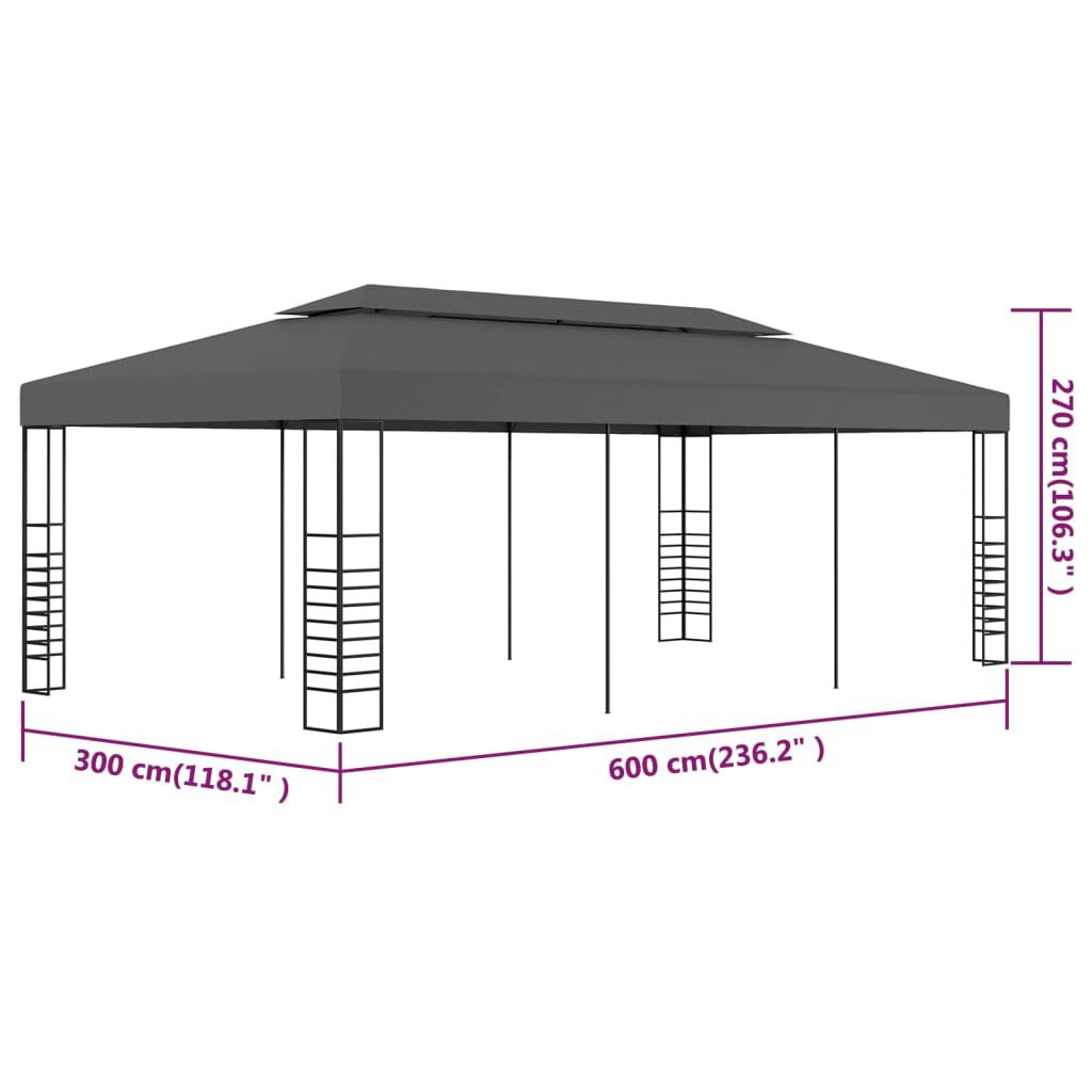 Tonnelle 3x6m - assemblage et dimensions
