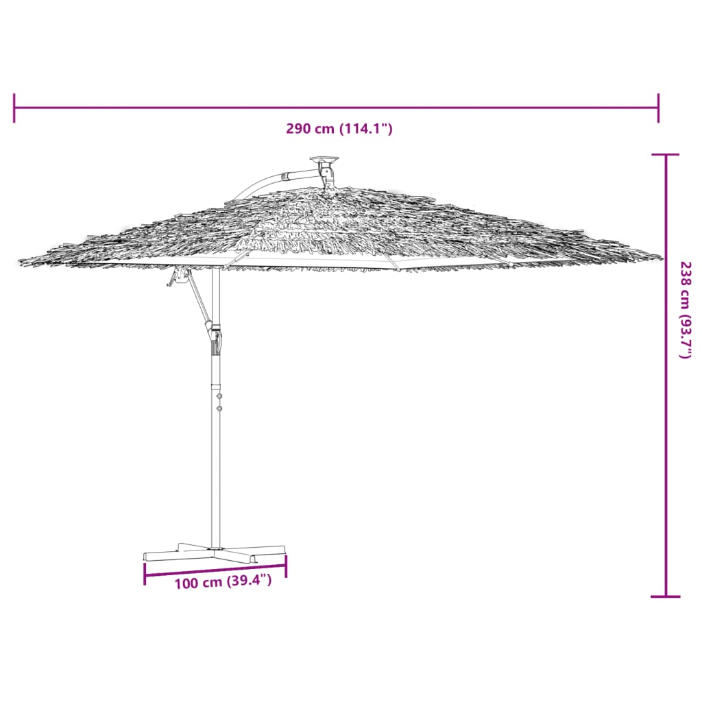 Parasol de Jardin LED Toit Paille 290 cm — Mât Acier - photo 10