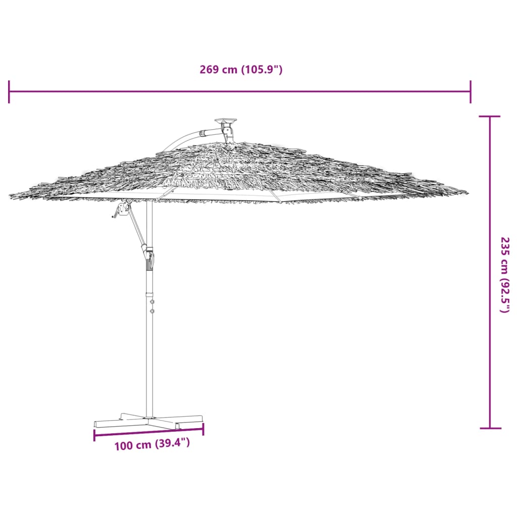 Parasol de Jardin LED Toit Paille 290 cm — Mât Acier - photo 8