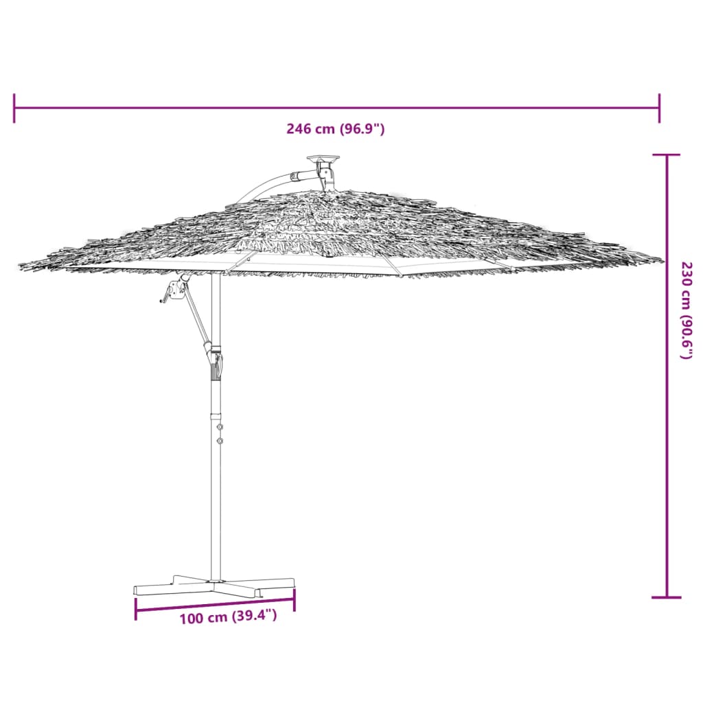 Parasol de Jardin LED Toit Paille 290 cm — Mât Acier - photo 9