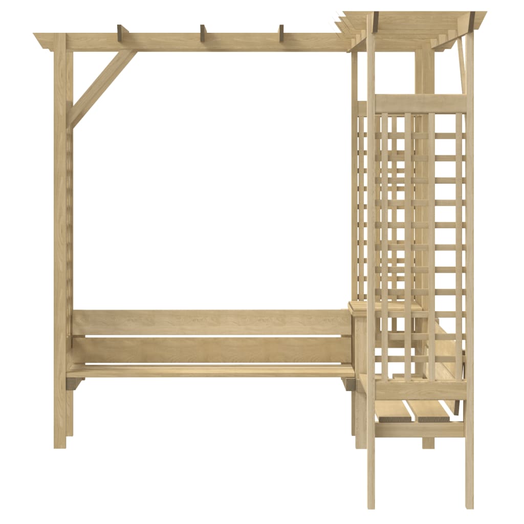 Pergola d'Angle en Bois avec Banc Intégré — Pin Traité 190 cm - photo 1