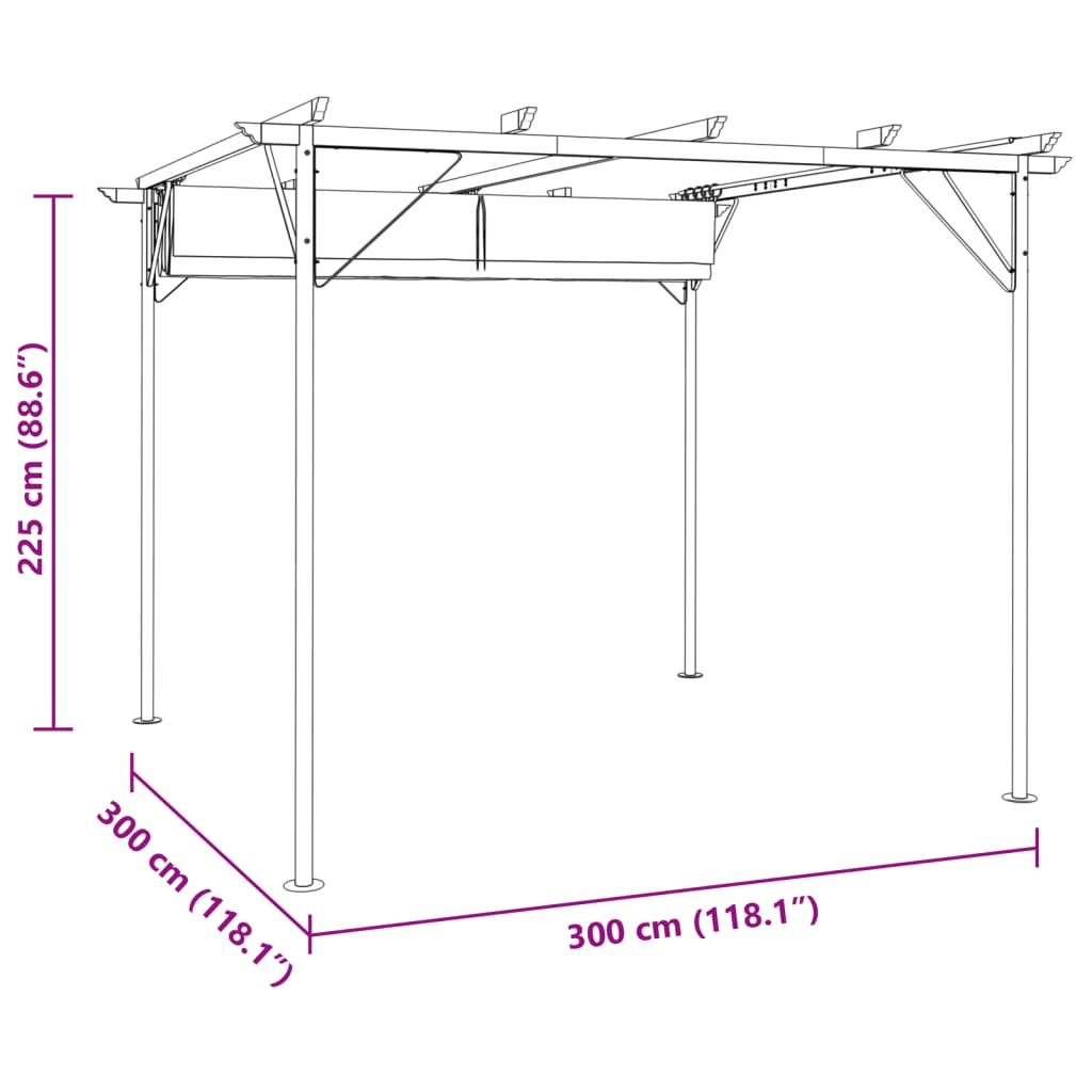 Pergola Acier 3x3 m Toit Rétractable 180 g/m² — Anti-UV & Pluie - photo 4