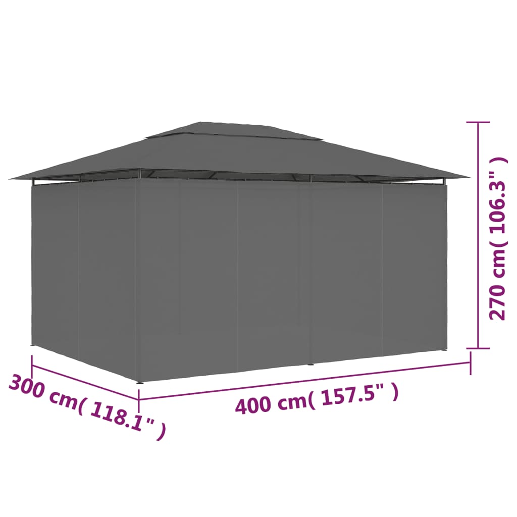 Tonnelle de Jardin 4x3 m avec Rideaux — Acier, Toit Venté - photo 5